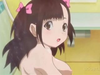 Kúpeľňa anime špinavé film s nevinný násťročné nahý cookie