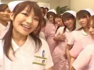 Asian nurses enjoy adult video on top