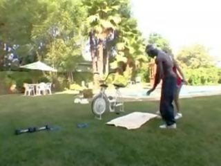 Cheerleader working out with her driver