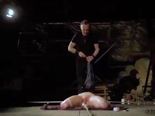Tied up teen slave screaming in pain bondage and BDSM dirty film