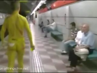 Body Painted buddy Takes Long Naked Walk
