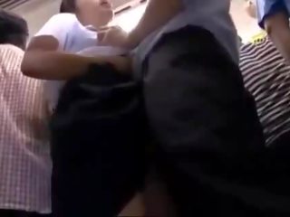 Girl Getting Her Pussy Rubbed With dick Giving Blowjob For Business Man On The Train