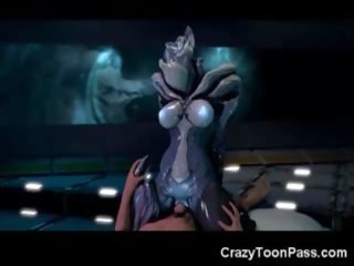 3D Creepy Alien babe Rides Human Dick!