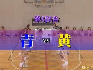 Amatør asiatisk jenter spille naken basketball